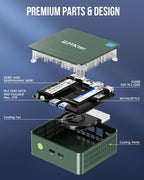 Mini PC, Intel Twin Lake N150 (Upgraded N100), 16GB DDR4 RAM 512GB Pcie M.2 SSD, Desktop Computer 4K Dual Hdmi/Usb3.2/Wifi 6/Bt5.2/2.5Gbe RJ45 for Office, Business