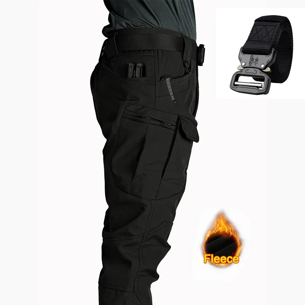 2025 Flap Pocket Men'S Fleece Straight Leg Cargo Pants, Loose Casual Tactical Pants, Mens Work Pants for Hiking Climbing