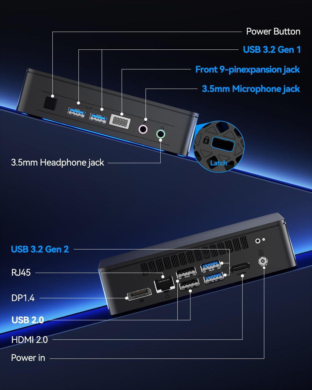 Air12 Lite Mini PC (3-Year Quality Support),With 12Th Gen Intel N150 (Upgraded N100),16GB RAM 512GB Nvme Pcie M.2 SSD,6 USB Ports 9-Pin Mini Desktop Computer for Home/Business/Office