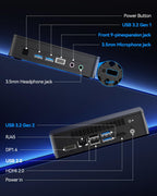 Air12 Lite Mini PC (3-Year Quality Support),With 12Th Gen Intel N150 (Upgraded N100),16GB RAM 512GB Nvme Pcie M.2 SSD,6 USB Ports 9-Pin Mini Desktop Computer for Home/Business/Office