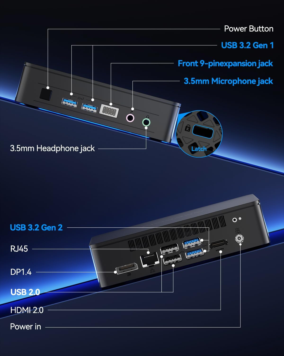 Air12 Lite Mini PC (3-Year Quality Support),With 12Th Gen Intel N150 (Upgraded N100),16GB RAM 512GB Nvme Pcie M.2 SSD,6 USB Ports 9-Pin Mini Desktop Computer for Home/Business/Office