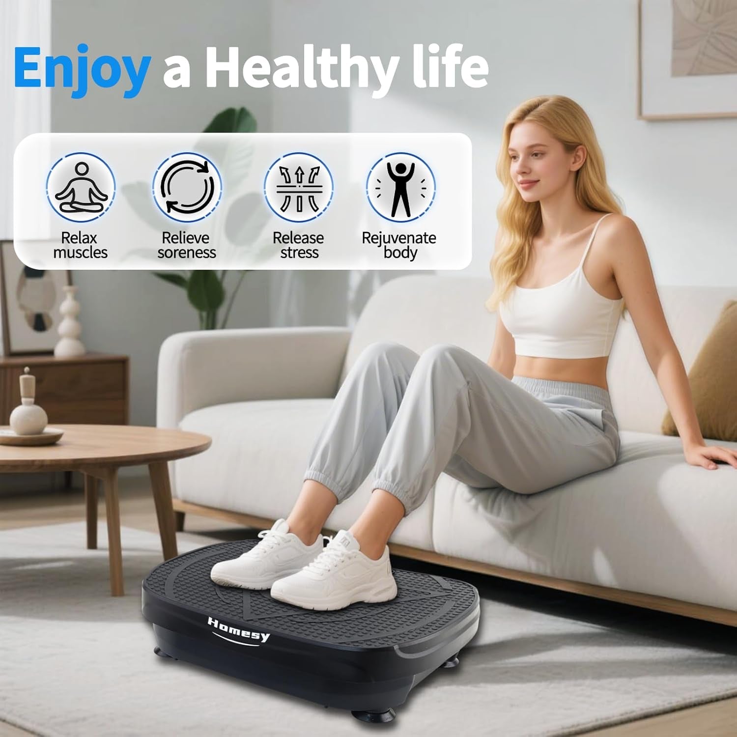 Vibration Plate Exercise Machine for Whole Body Workout , Weight Loss, and Lymphatic Drainage – Power Vibrate Platform, Shake Plate for Home Fitness and Fat Burning for Women Men
