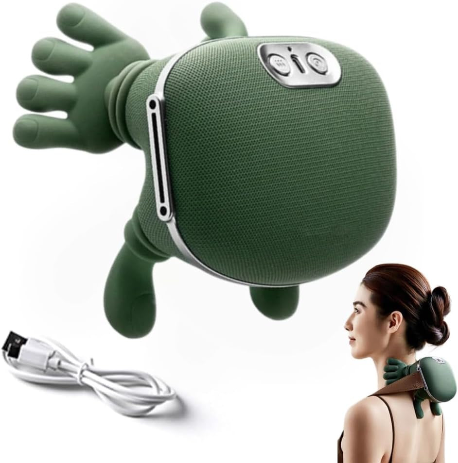 Bionic Neck Massager with Heat, Portable Shiatsu Neck and Back Massager, Rechargeable Wireless Shoulder Massager, Deep Tissue 4D Kneading Simulated Hand Massage, Masajeador De Espalda Y Cuello (Green)