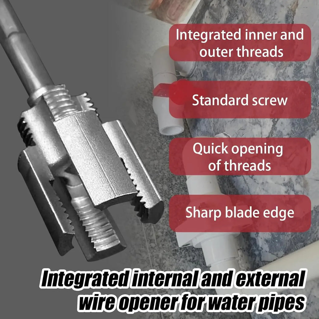 Pipe Thread Cutting Tool Integrated Internal & External Pipe Threading Tool Electric Drill Compatible PVC Pipe Threader Kit