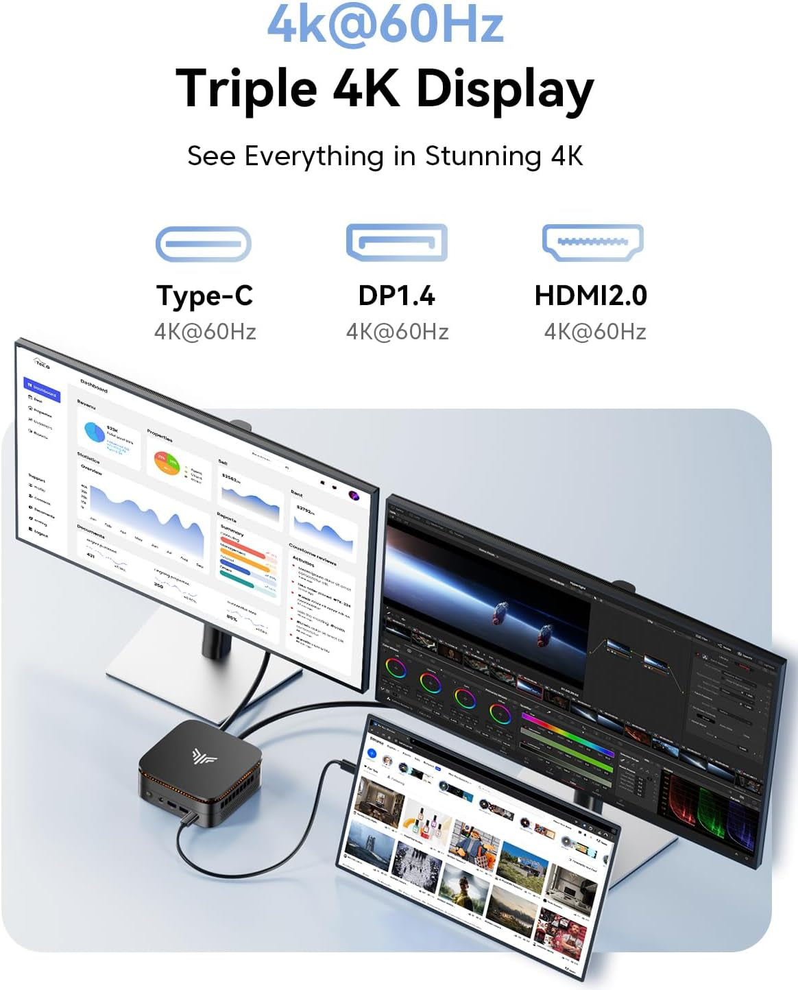Pinova P1 Mini PC - AMD Ryzen 4300U, 16GB DDR4 RAM, 256GB M.2 SSD, Triple 4K Support, USB-C, WiFi, Bluetooth, Ethernet - Ideal for Business, Education, and Home Use