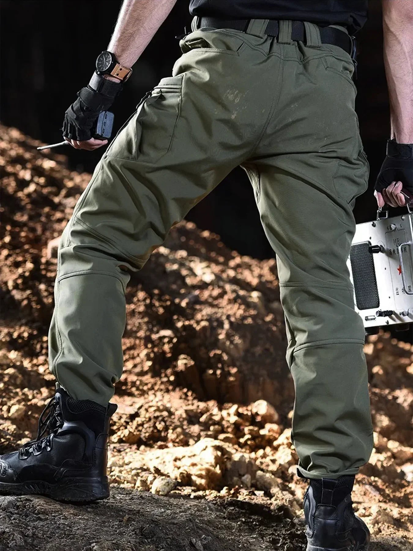 2025 Flap Pocket Men'S Fleece Straight Leg Cargo Pants, Loose Casual Tactical Pants, Mens Work Pants for Hiking Climbing