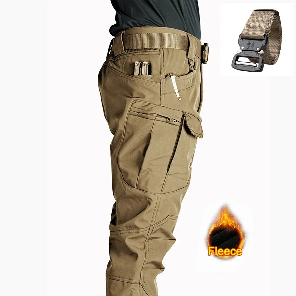 2025 Flap Pocket Men'S Fleece Straight Leg Cargo Pants, Loose Casual Tactical Pants, Mens Work Pants for Hiking Climbing