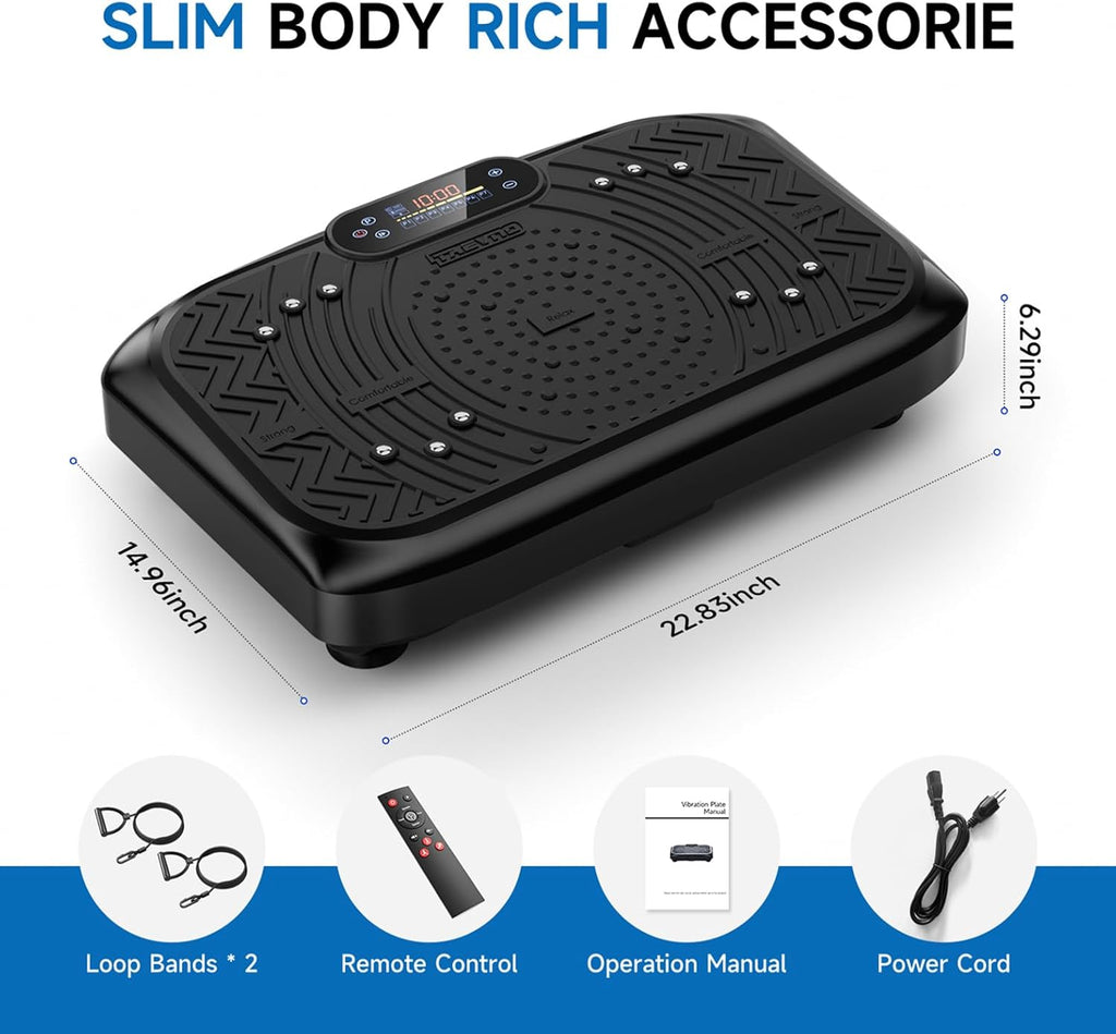 Vibration Plate Exercise Machine Weight Loss, Full Body Workout Vibration Plate Lymphatic Drainage, 199 Adjustable Speeds Power Shaping Vibrating Plate 450 Lbs Capacity Fitness Platform