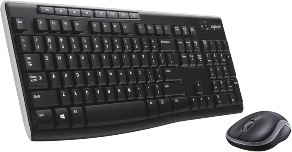 MK270 Wireless Keyboard and Mouse Combo for Windows, 2.4 Ghz, 8 Multimedia Keys, PC, Laptop, Wireless Keyboard Compact Mouse Combo - Black