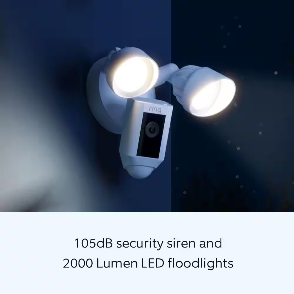 Floodlight Cam plus Wired Smart Security Camera with Motion Activated Led Lights, 1080P Hd Video