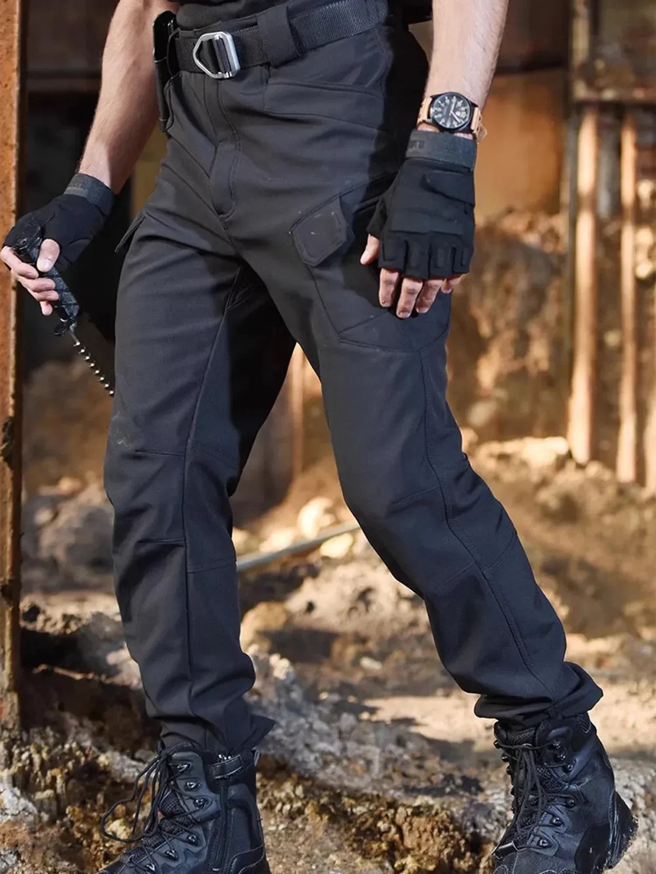 2025 Flap Pocket Men'S Fleece Straight Leg Cargo Pants, Loose Casual Tactical Pants, Mens Work Pants for Hiking Climbing