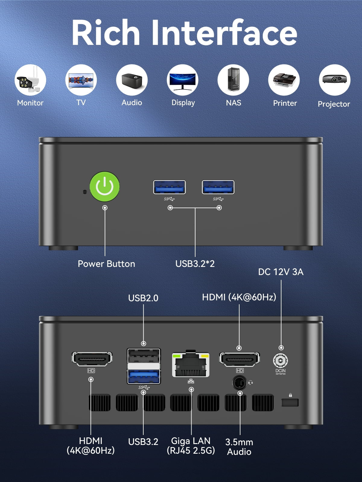 Mini PC, Intel Alder Lake N95(Up to 3.4Ghz), 8GB DDR4 128GB SSD, Mini Desktop Computer, Windows 11 Pro, Nucbox G3S