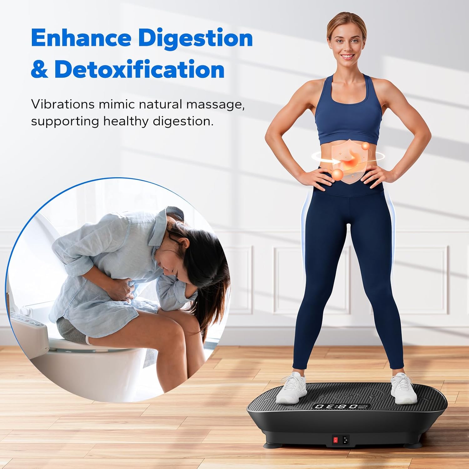 Vibration Plate Exercise Machine, Vibration Plate with Real-Time Calorie Tracking on LED Display, Vibrating Plate Exercise Machine for Women Men, Workout Equipment for Home