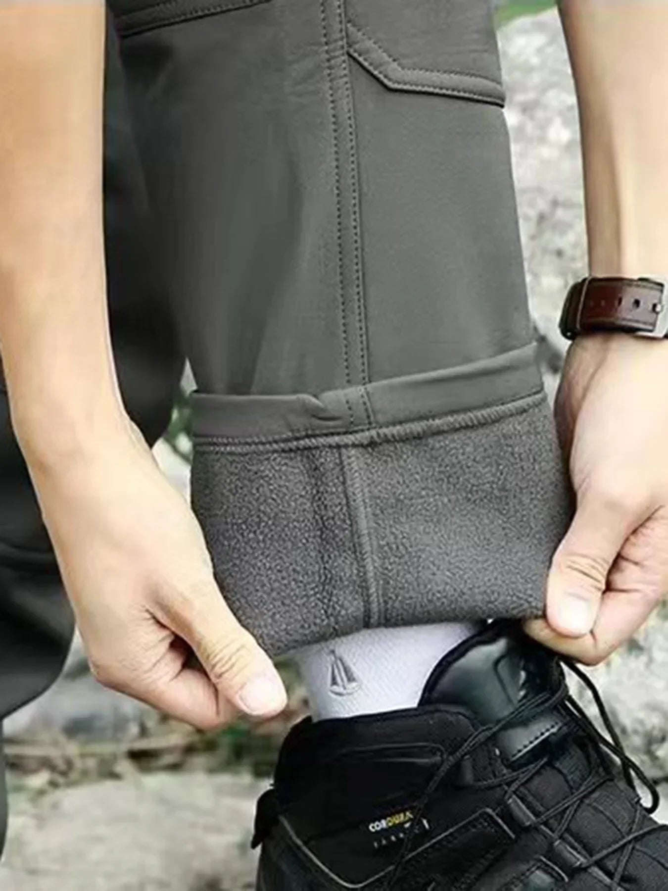 2025 Flap Pocket Men'S Fleece Straight Leg Cargo Pants, Loose Casual Tactical Pants, Mens Work Pants for Hiking Climbing
