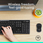MK270 Wireless Keyboard and Mouse Combo for Windows, 2.4 Ghz, 8 Multimedia Keys, PC, Laptop, Wireless Keyboard Compact Mouse Combo - Black