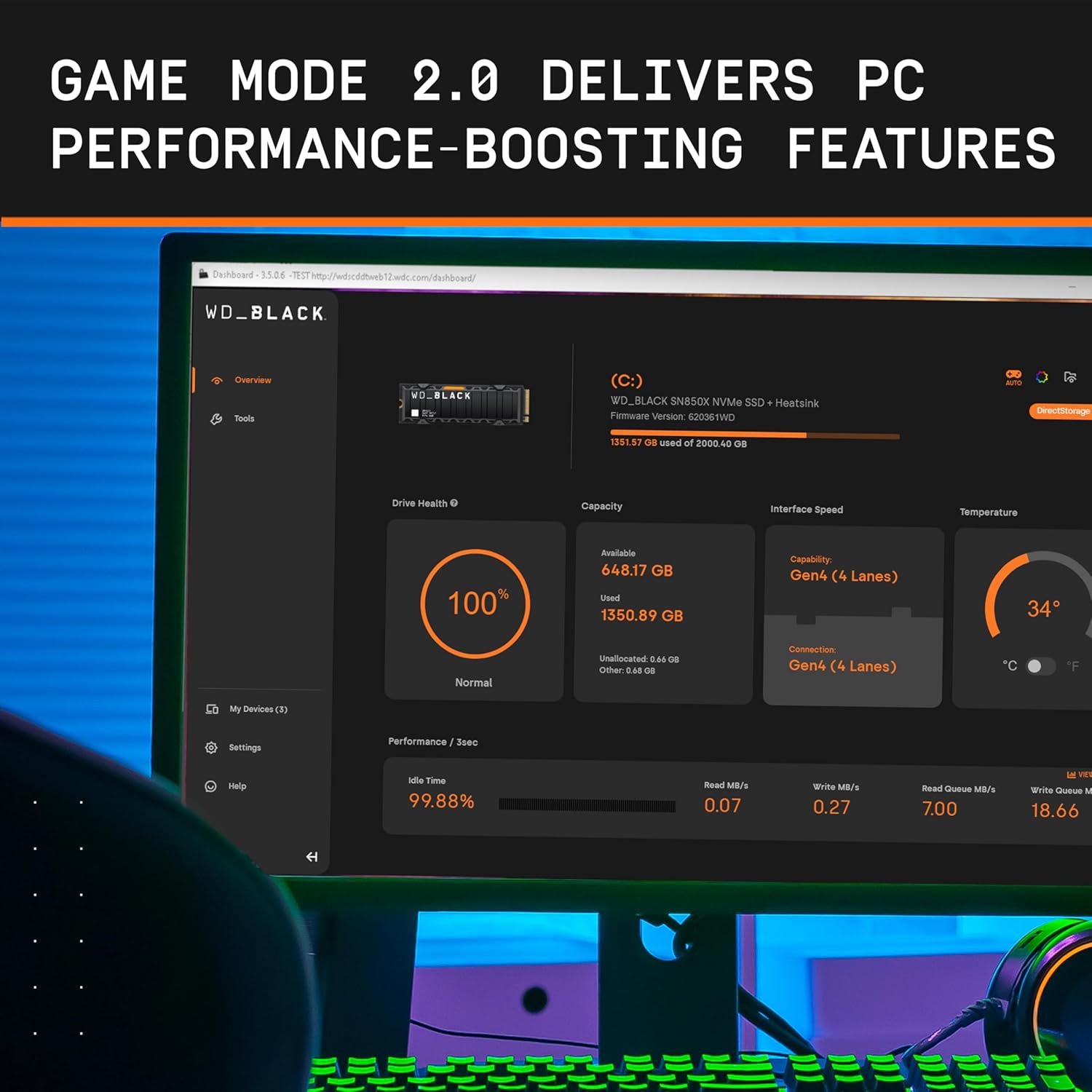 4TB SN850X Nvme Internal Gaming Solid State Drive with Heatsink - Works with Playstation 5, Gen4 Pcie, M.2 2280, up to 7,300 Mb/S - WDS400T2XHE