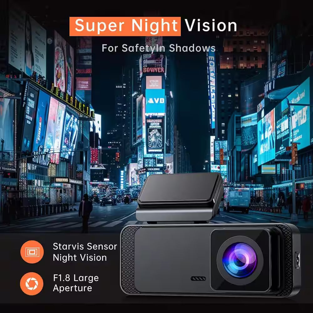 1296P HD Wifi Dash Camera with Night Vision, Loop Recording, and Parking Mode