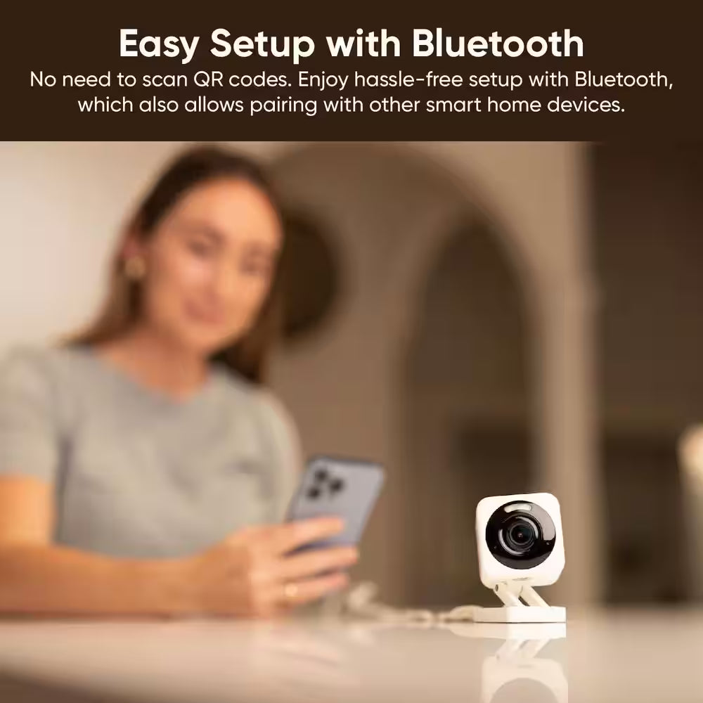 Cam V4 Wi-Fi 2.5K QHD Indoor/Outdoor Plug-In Smart Home Security Camera, Color Night Vision, 2-Way Audio (Gray)