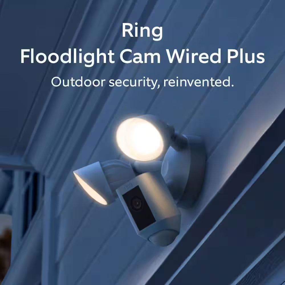 Floodlight Cam plus Wired Smart Security Camera with Motion Activated Led Lights, 1080P Hd Video