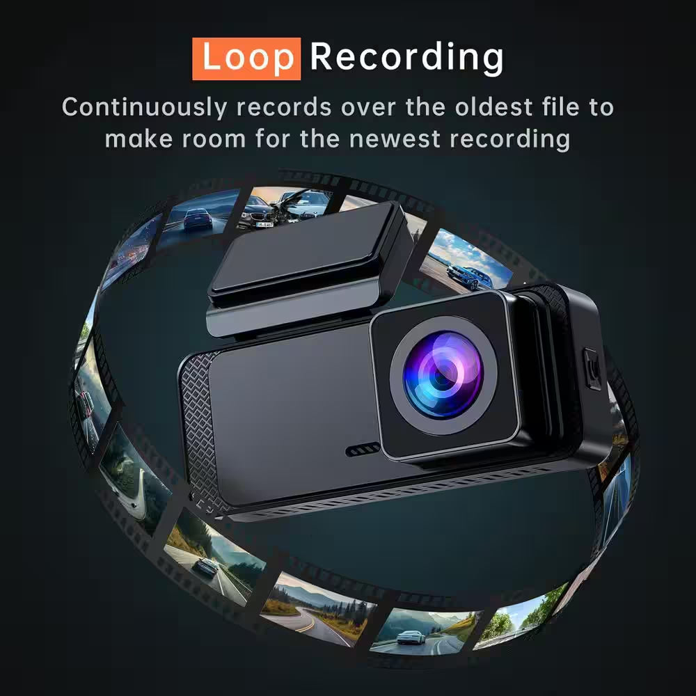 1296P HD Wifi Dash Camera with Night Vision, Loop Recording, and Parking Mode