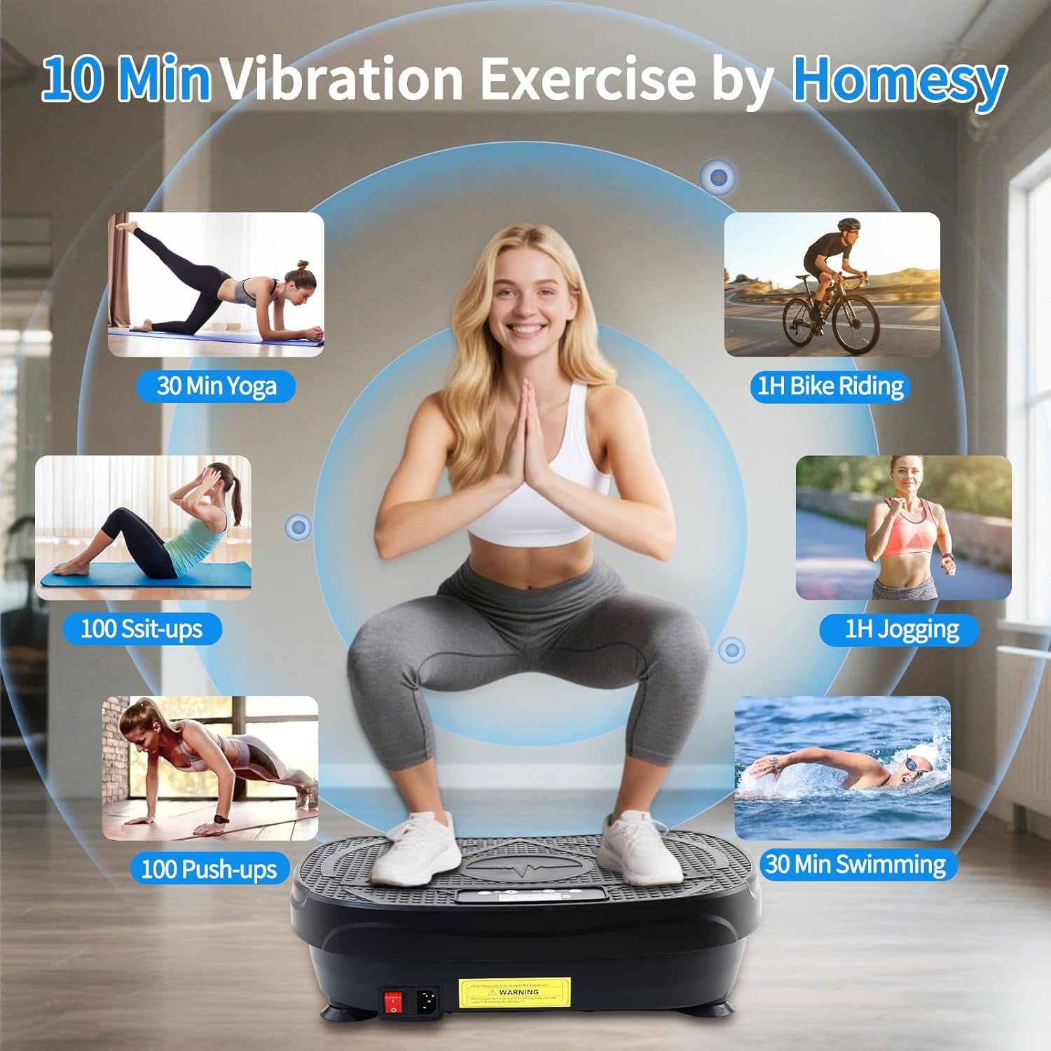 Vibration Plate Exercise Machine for Whole Body Workout , Weight Loss, and Lymphatic Drainage – Power Vibrate Platform, Shake Plate for Home Fitness and Fat Burning for Women Men