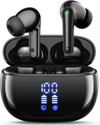 Wireless Earbuds, Bluetooth Ear Buds Headphones, 40H Long Playtime, Stereo Deep Bass, LED Power Display, IPX7, Lightweight in Ear Earphone with Mic for Iphone Android Phone