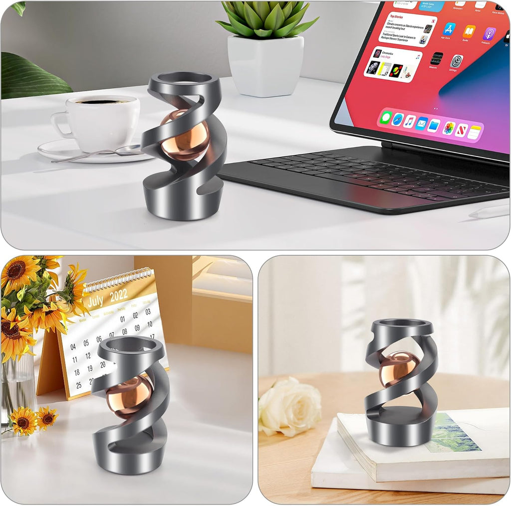 Upgraded Kinetic Desk Toys, Kinetic Spinning Desk Toy for Office for Adults, Quite Fidget Toys for Kids Teens, Desk Fidgets for Adults with ADHD (Grey Rose Gold)