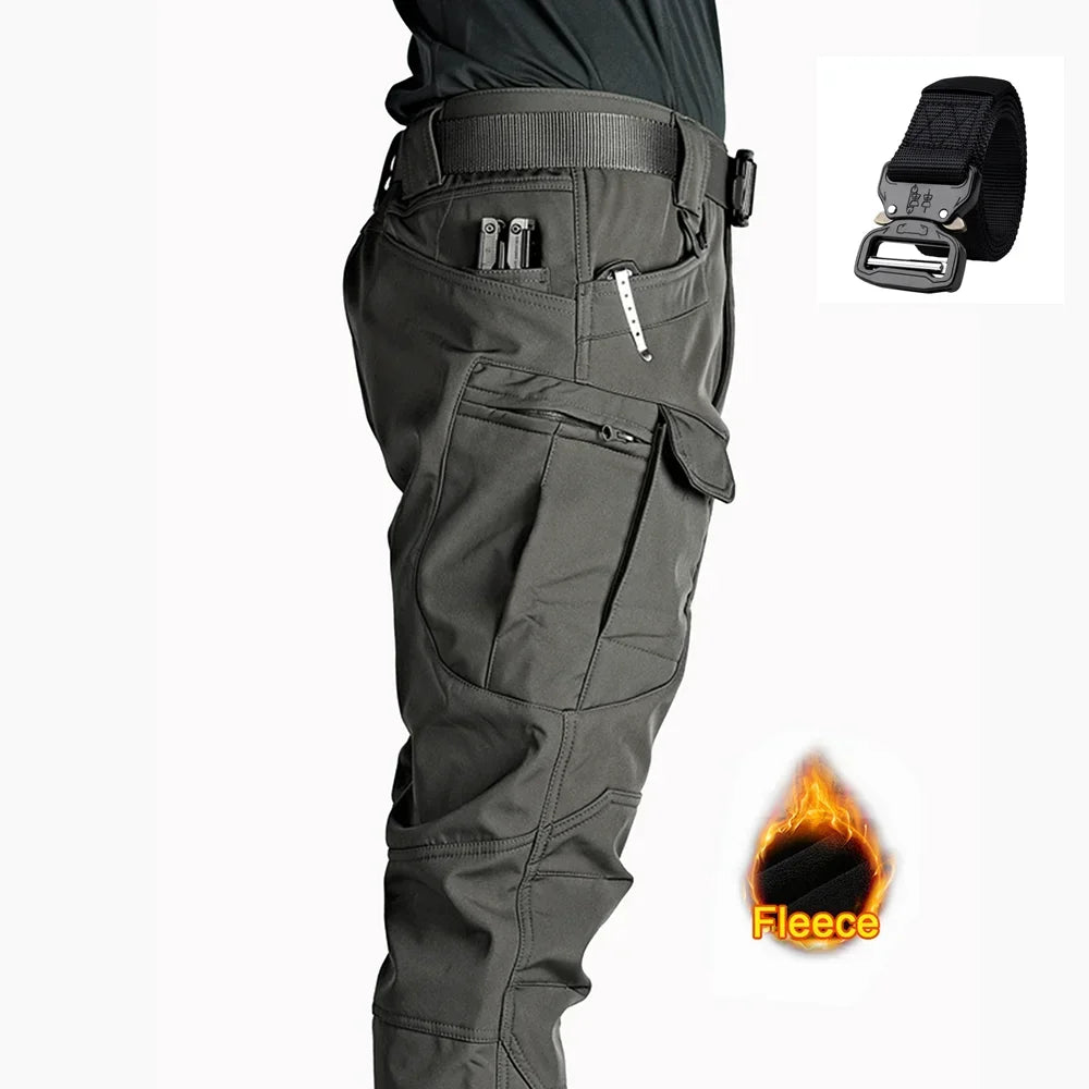 2025 Flap Pocket Men'S Fleece Straight Leg Cargo Pants, Loose Casual Tactical Pants, Mens Work Pants for Hiking Climbing