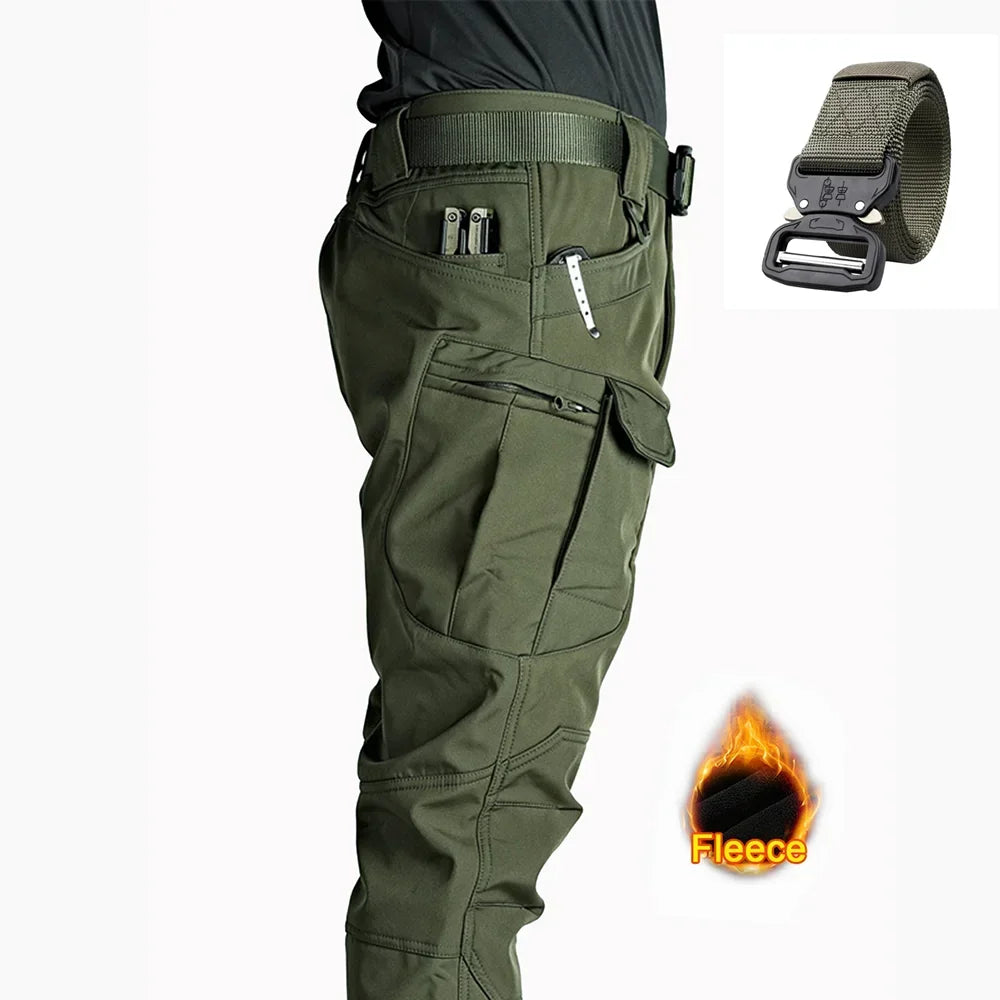 2025 Flap Pocket Men'S Fleece Straight Leg Cargo Pants, Loose Casual Tactical Pants, Mens Work Pants for Hiking Climbing