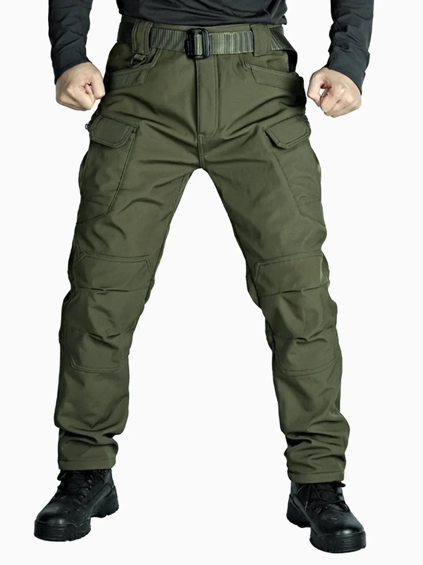2025 Flap Pocket Men'S Fleece Straight Leg Cargo Pants, Loose Casual Tactical Pants, Mens Work Pants for Hiking Climbing