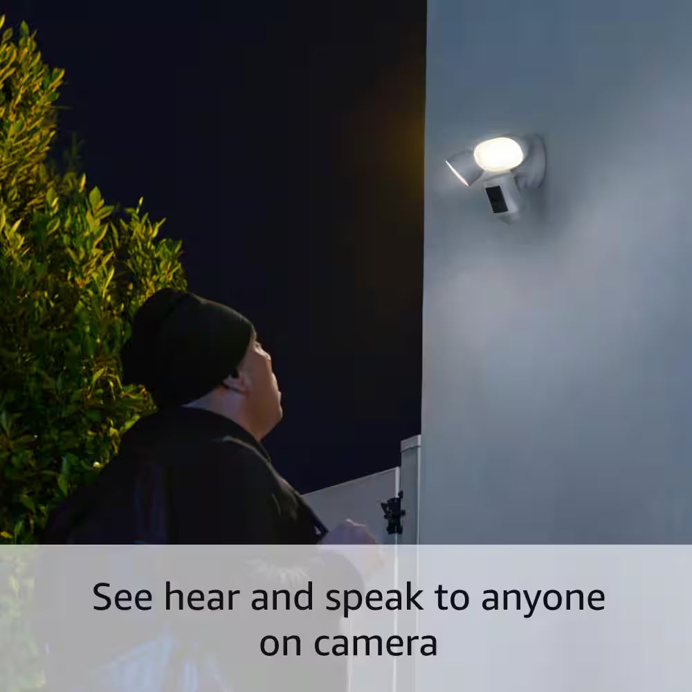 Floodlight Cam Wired Pro - Smart Security Video Camera with 2 LED Lights, Dual Band Wifi, 3D Motion Detection, White
