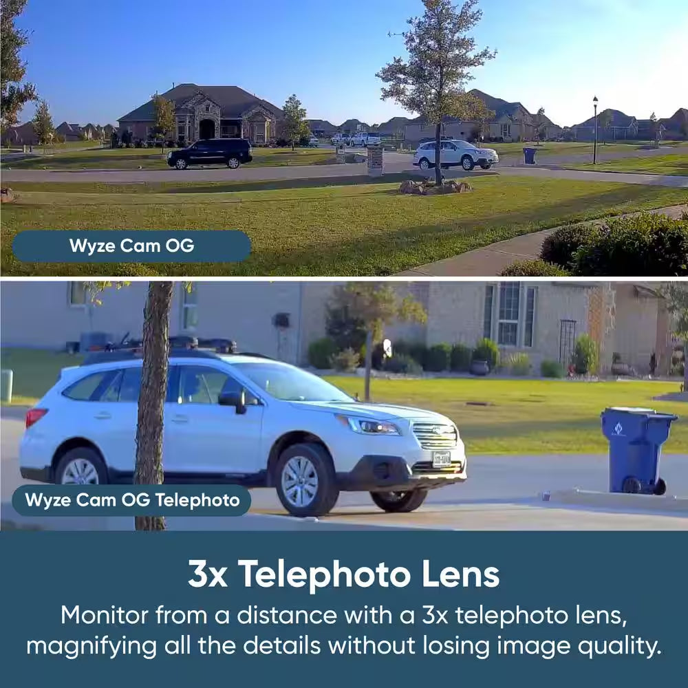 Cam OG Telephoto Indoor/Outdoor 1080P Wi-Fi Smart Home Security Camera with 3X Optical Zoom and Color Night Vision