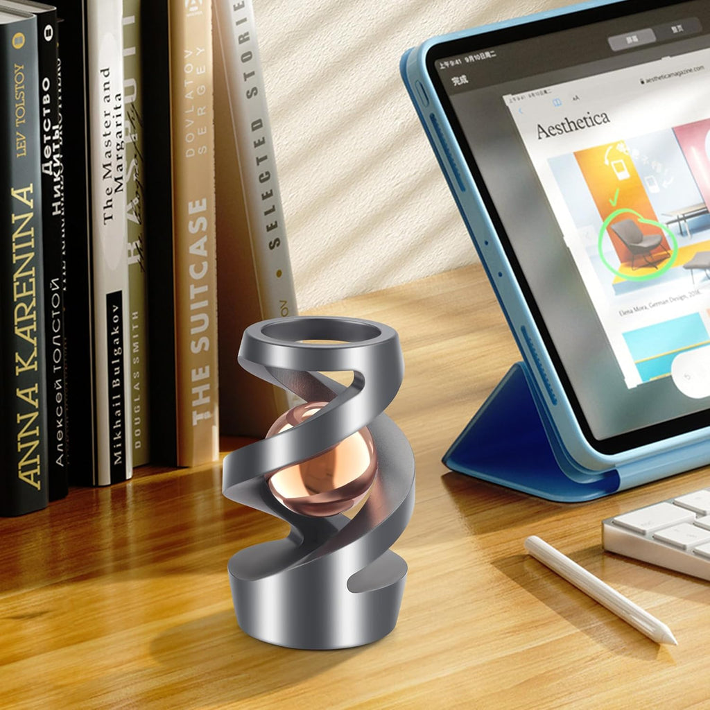 Upgraded Kinetic Desk Toys, Kinetic Spinning Desk Toy for Office for Adults, Quite Fidget Toys for Kids Teens, Desk Fidgets for Adults with ADHD (Grey Rose Gold)
